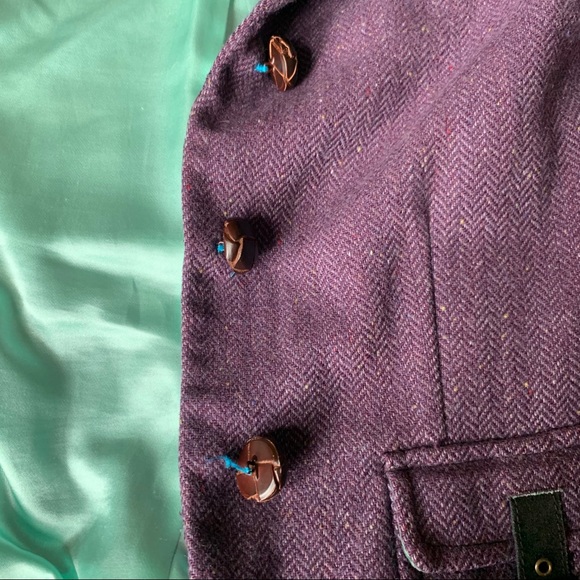 Trovata Purple and Mint Wool Elbow Patch Blazer - Picture 7 of 8